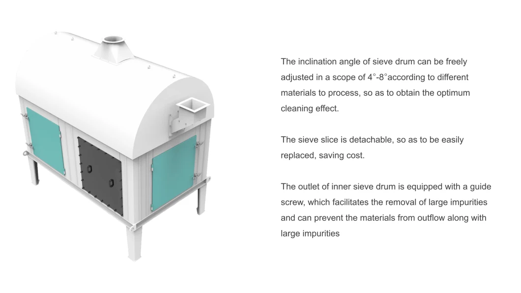 Grain and Feed Raw Material Large Double-Deck Drum Pre-Cleaning Sifting Machine in Sifter Machine